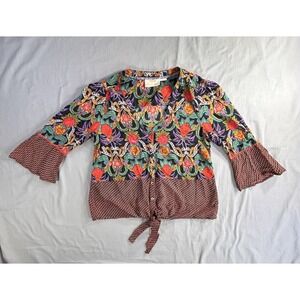 Maeve by Anthropologie‎ Carter floral tie-front blouse Women's 2